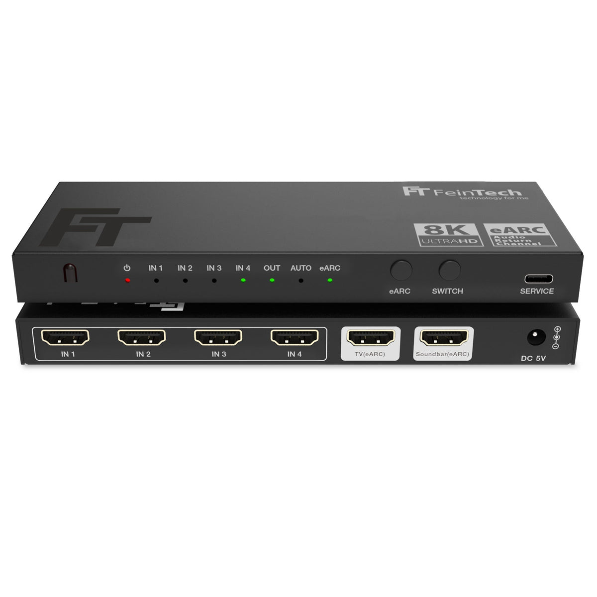 AX340 HDMI 2.1 eARC Pass Switch 4 In 1 Out für eARC-Soundbar | 4K 120Hz | eARC - FeinTech