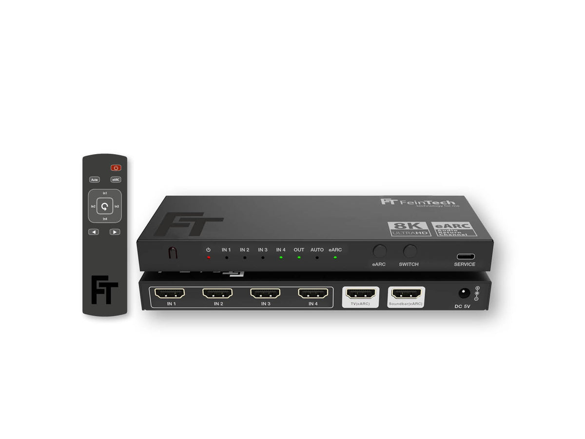 AX340 HDMI 2.1 eARC Pass Switch 4 In 1 Out für eARC-Soundbar | 4K 120Hz | eARC - FeinTech