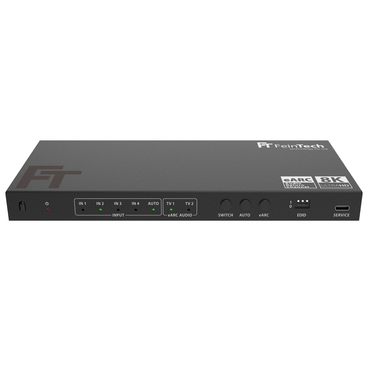AX341 HDMI 2.1 eARC Splitter Switch 4 In 2 Out mit Audio Extractor (eARC-Soundbar, Optical & AUX) - FeinTech