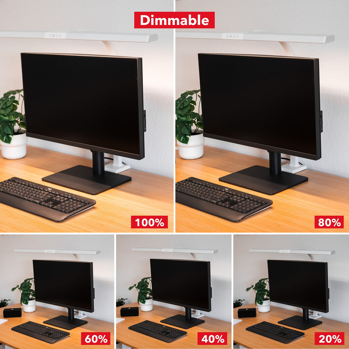 LTL00320E Große LED Schreibtischlampe mit Klemmfuß 80 cm weiß - FeinTech