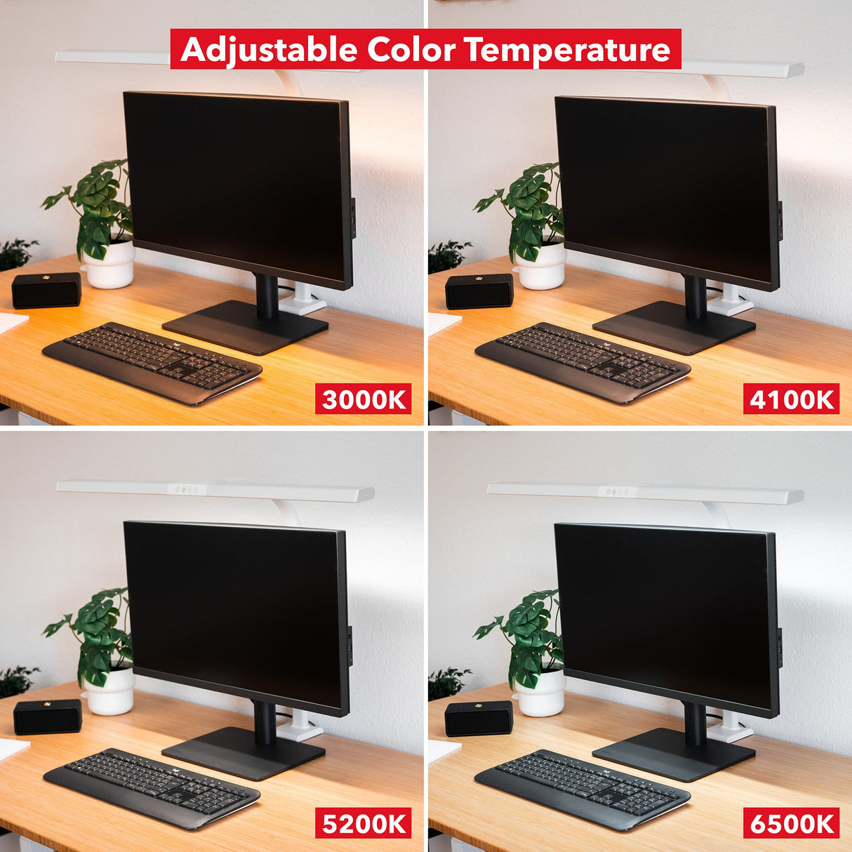 LTL00320E Große LED Schreibtischlampe mit Klemmfuß 80 cm weiß - FeinTech