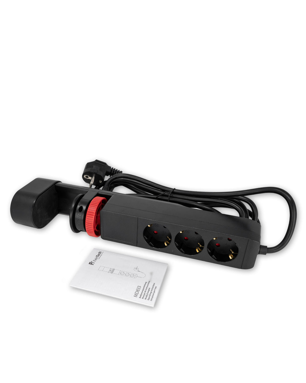 MD833 Klemmbare Steckdosenleiste mit USB - C PD 20W & 2x USB - A QC 18W | 3x Steckdosen | 3m Kabel - FeinTech