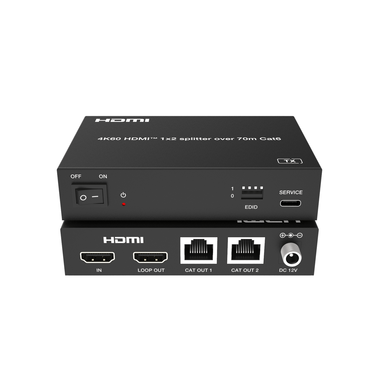 SX230 HDMI 2.0 Splitter 1 In 2 Out over Lan Extender 60m | Loop Out | 4K 6Hz | POC - FeinTech