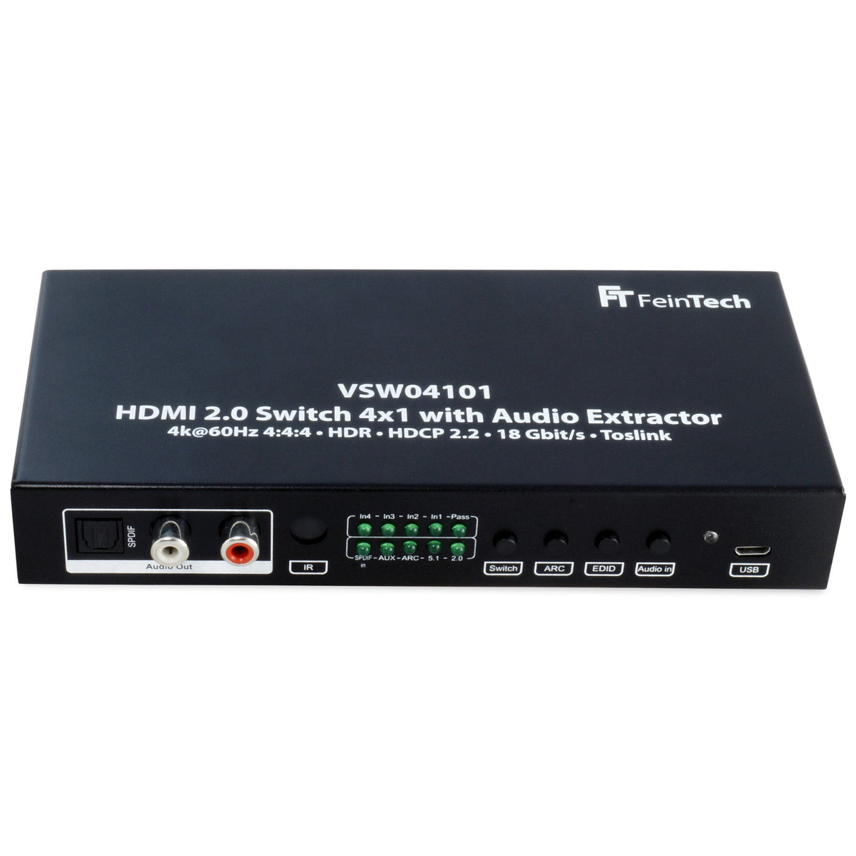 VSW04101 HDMI 2.0 Switch 4x1 mit Audio Extractor - FeinTech