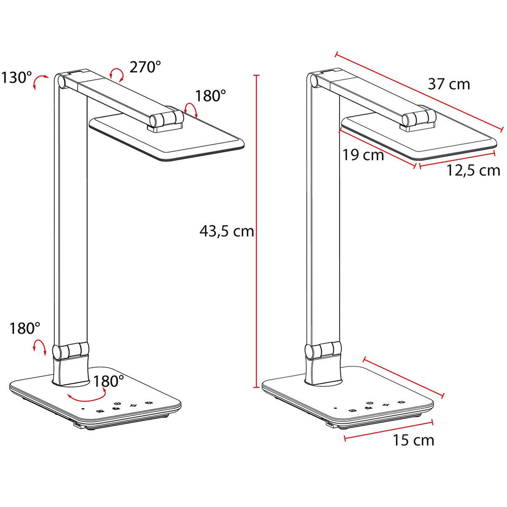 LTL00100 LED Schreibtischlampe mit USB und großer Leuchtfläche - FeinTech