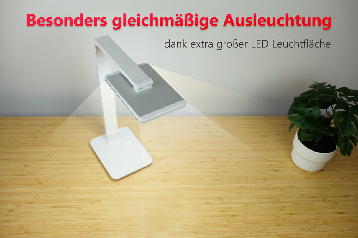 LTL00100 LED Schreibtischlampe mit USB und großer Leuchtfläche - FeinTech