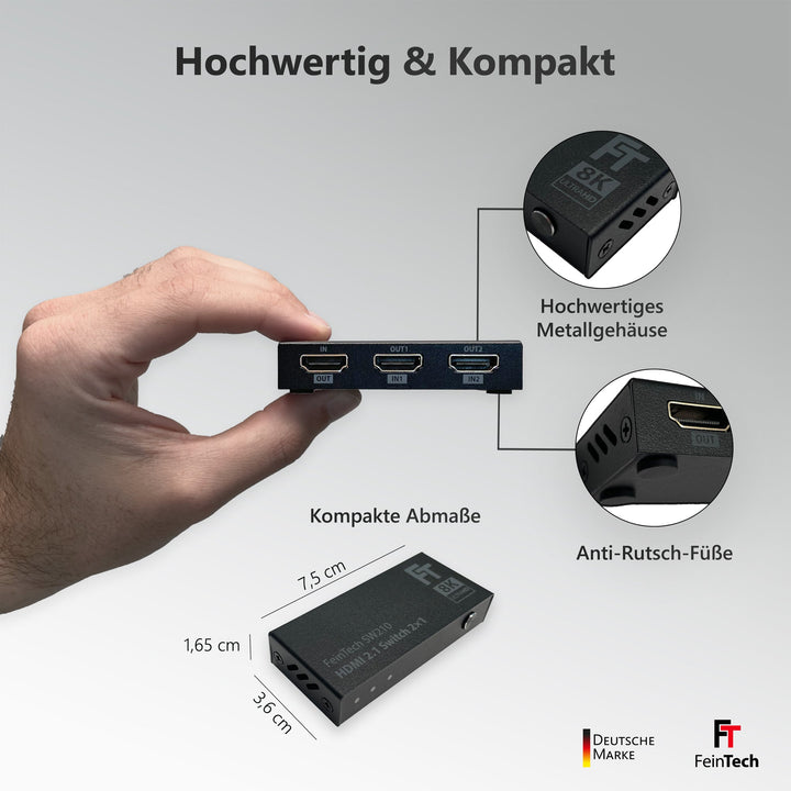 SW210 HDMI 2.1 Switch 2x1 bi-direktional - FeinTech