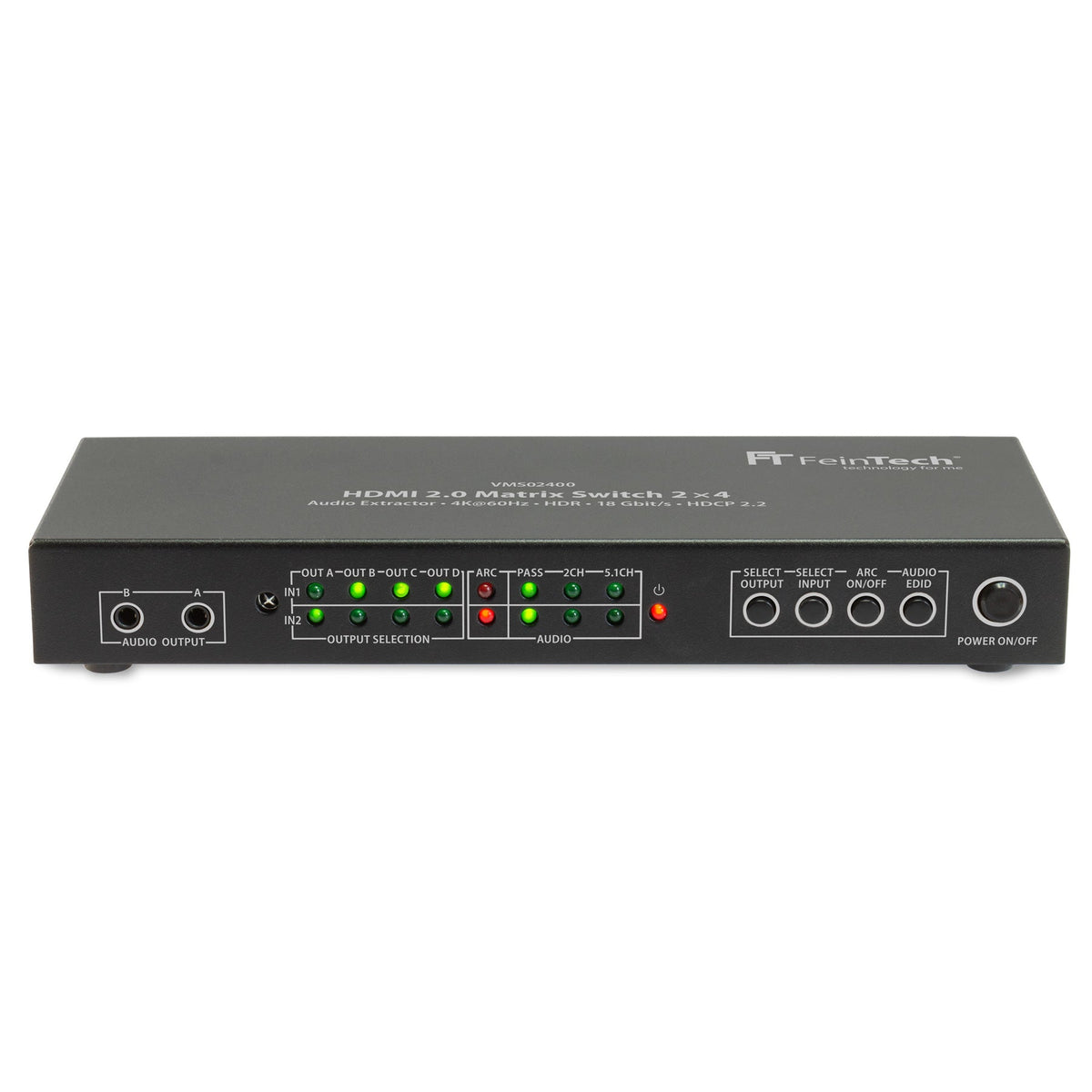 VMS02400 HDMI 2.0 Matrix Switch 2 In 4 Out mit Audio Extractor - FeinTech