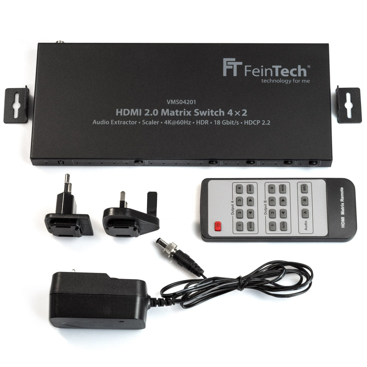VMS04201 HDMI Matrix Switch 4 In 2 Out mit Audio Extractor - FeinTech