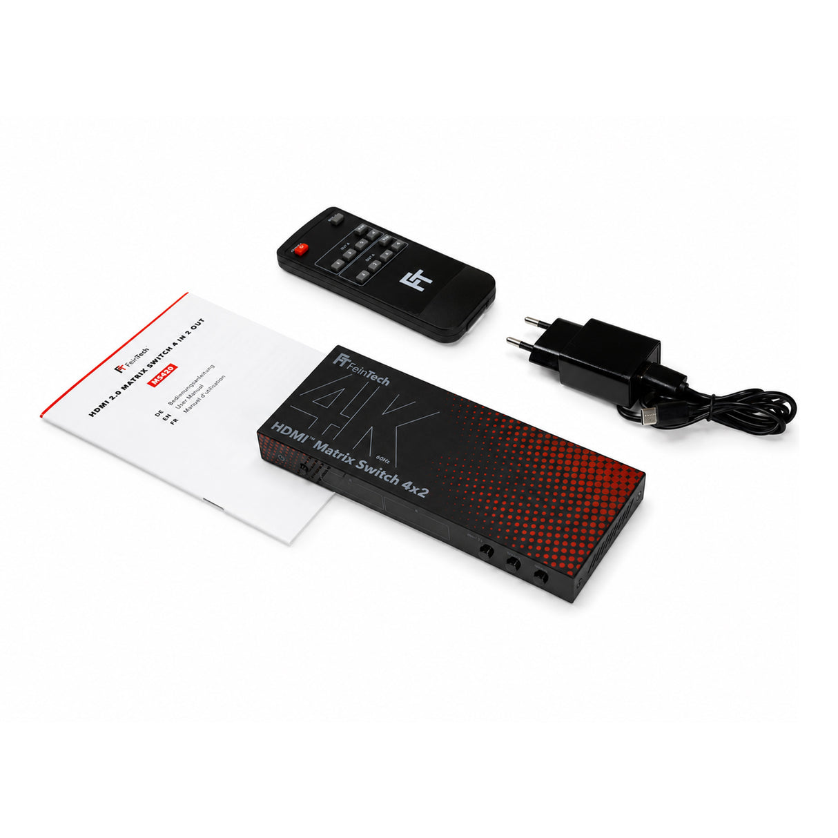 MS420 HDMI 2.0 Matrix Switch 4 In 2 Out für 4K 60Hz mit Audio Extractor (Optical & AUX), ARC und Downscaler