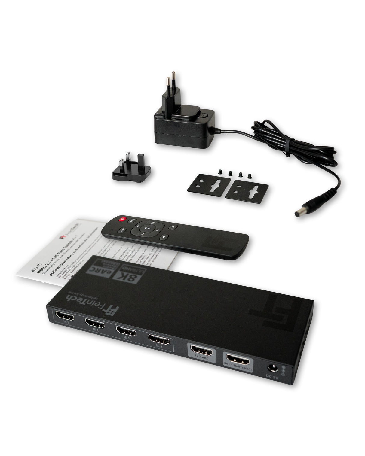 AX340 HDMI 2.1 eARC Pass Switch 4 In 1 Out für eARC - Soundbar | 4K 120Hz | eARC - FeinTech