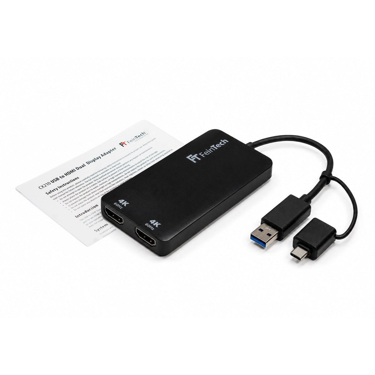 CX210 USB HDMI Adapter 2 Displays 4K 60Hz - FeinTech