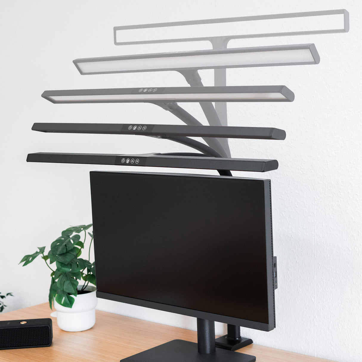 LTL00321E Große LED Schreibtischlampe mit Klemmfuß 80 cm schwarz - FeinTech