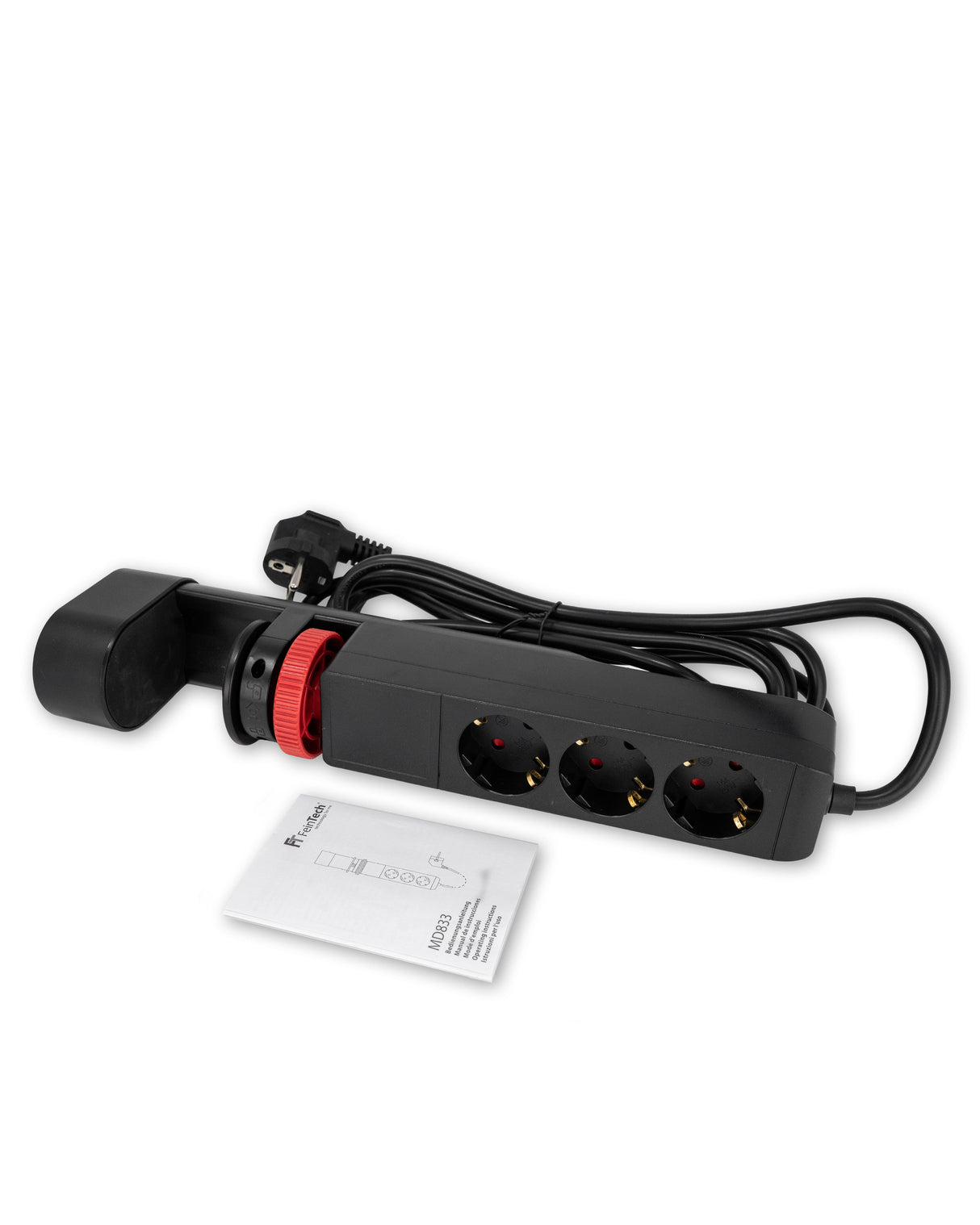MD833 Klemmbare Steckdosenleiste mit USB - C PD 20W & 2x USB - A QC 18W | 3x Steckdosen | 3m Kabel - FeinTech
