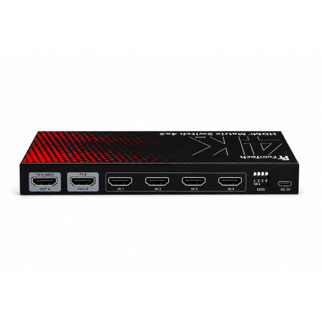 MS420 HDMI 2.0 Matrix Switch 4 In 2 Out für 4K 60Hz mit Audio Extractor (Optical & AUX), ARC und Downscaler - FeinTech