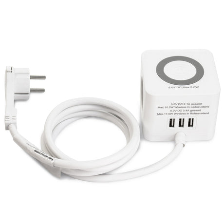 NLG00900 Steckdosenwürfel mit USB und induktiver Ladefunktion - FeinTech
