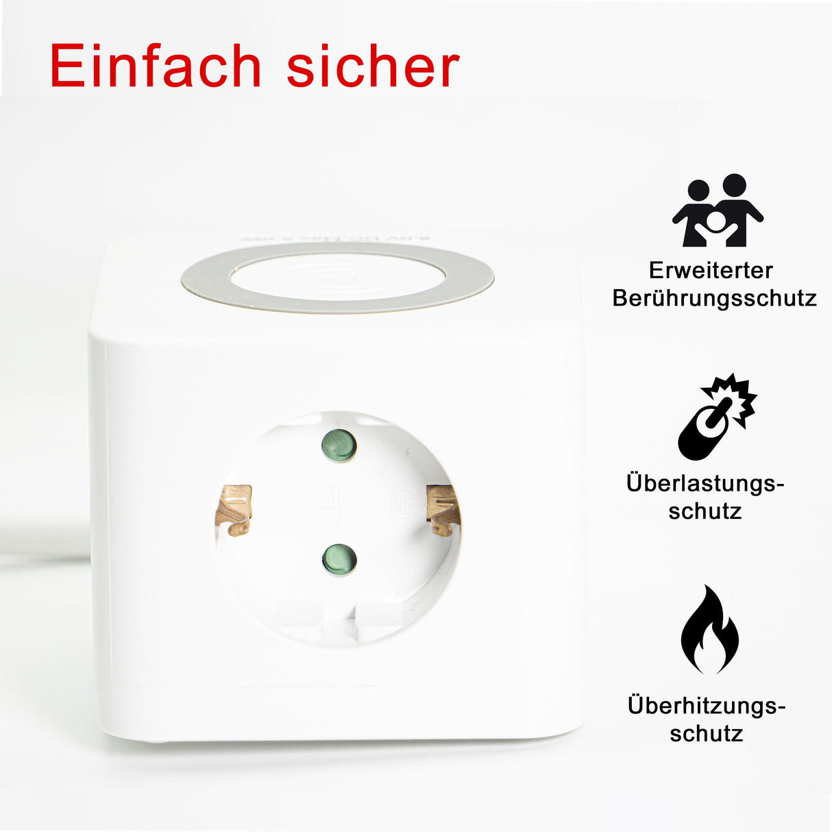 NLG00900 Steckdosenwürfel mit USB und induktiver Ladefunktion / Wireless Charging - FeinTech