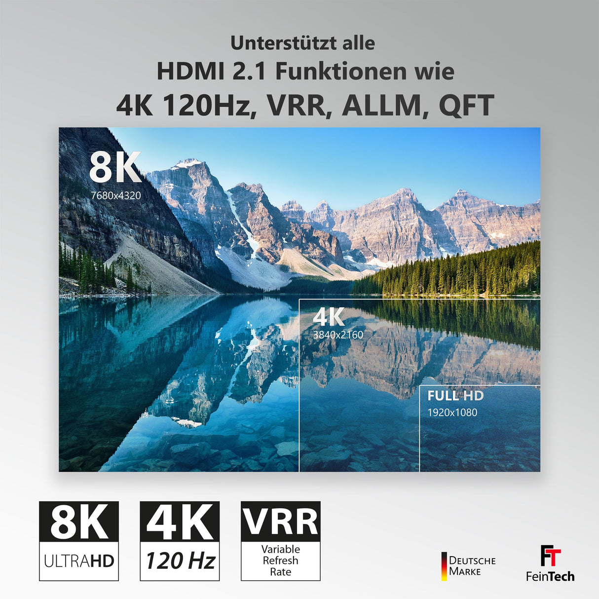 SW212 HDMI 2.1 Switch 2 In 1 Out mit Audio Extractor (Toslink & AUX) - FeinTech