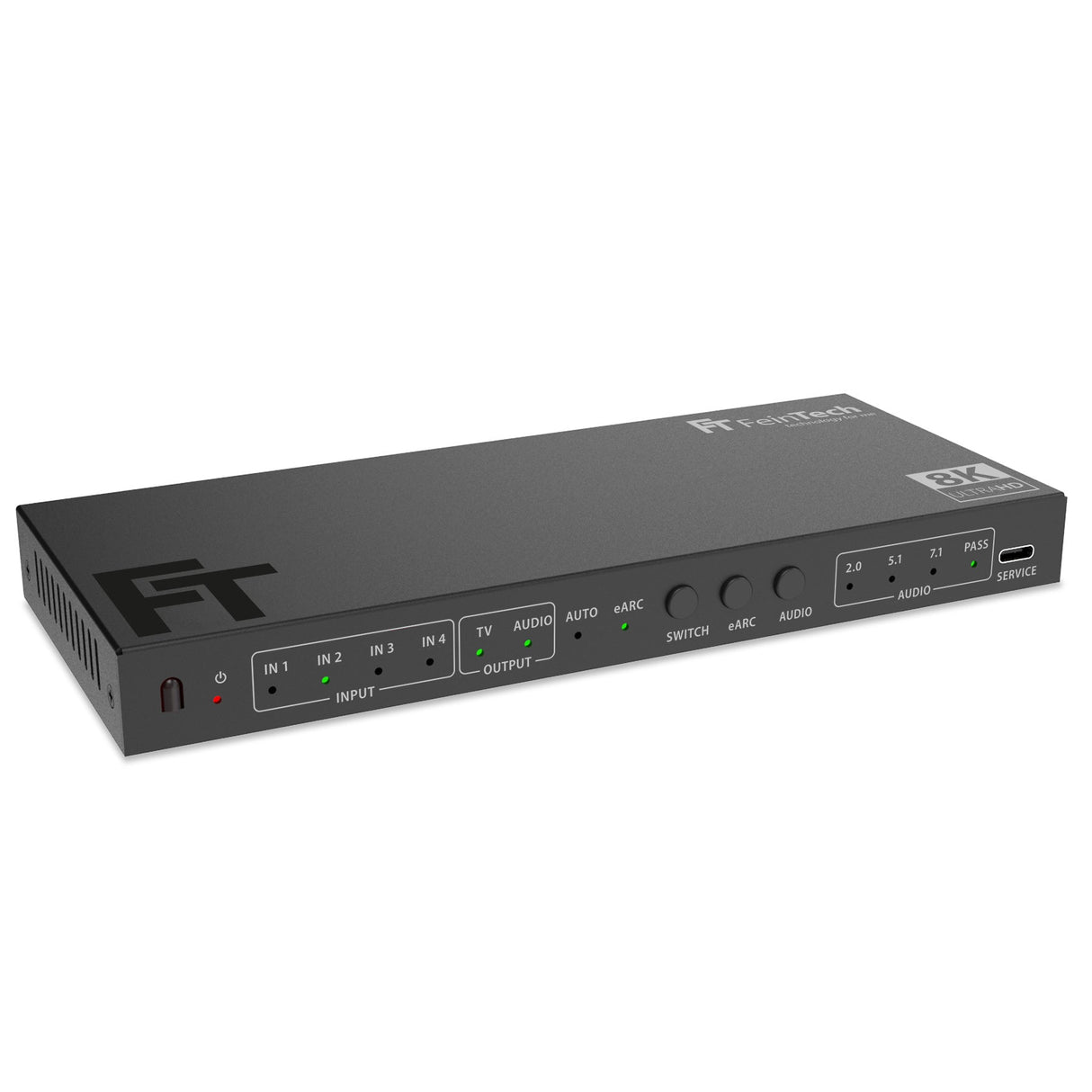 SW411 HDMI 2.1 Switch 4 In 1 Out mit HDMI Audio Extractor - FeinTech