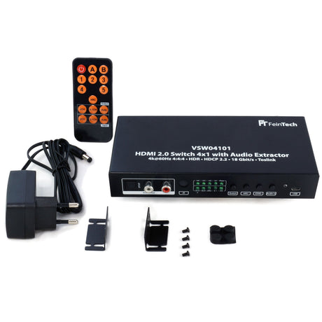 VSW04101 HDMI 2.0 Switch 4x1 mit Audio Extractor (nicht mehr erhältlich) - FeinTech