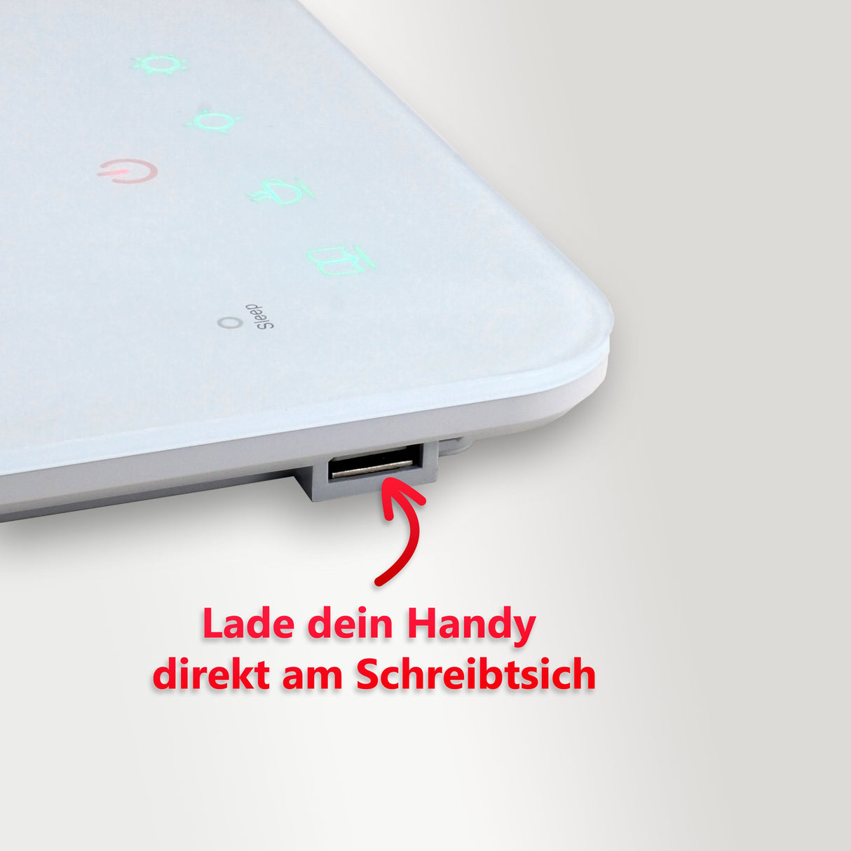 LTL00100 LED Schreibtischlampe mit USB und großer Leuchtfläche - FeinTech