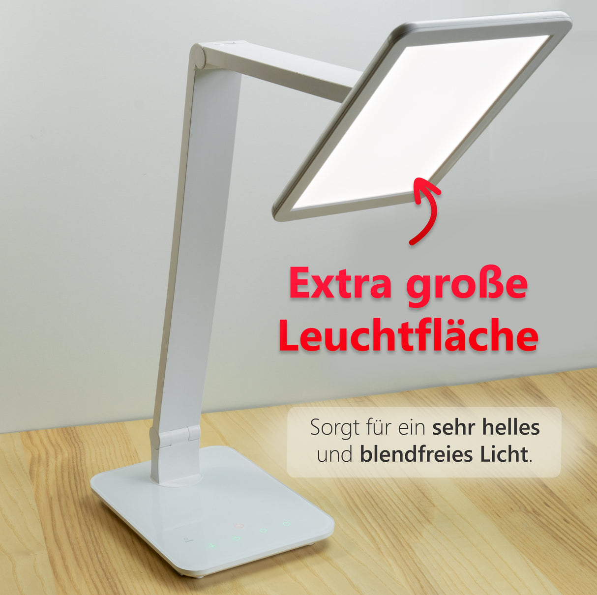 LTL00100 LED Schreibtischlampe mit USB und großer Leuchtfläche - FeinTech