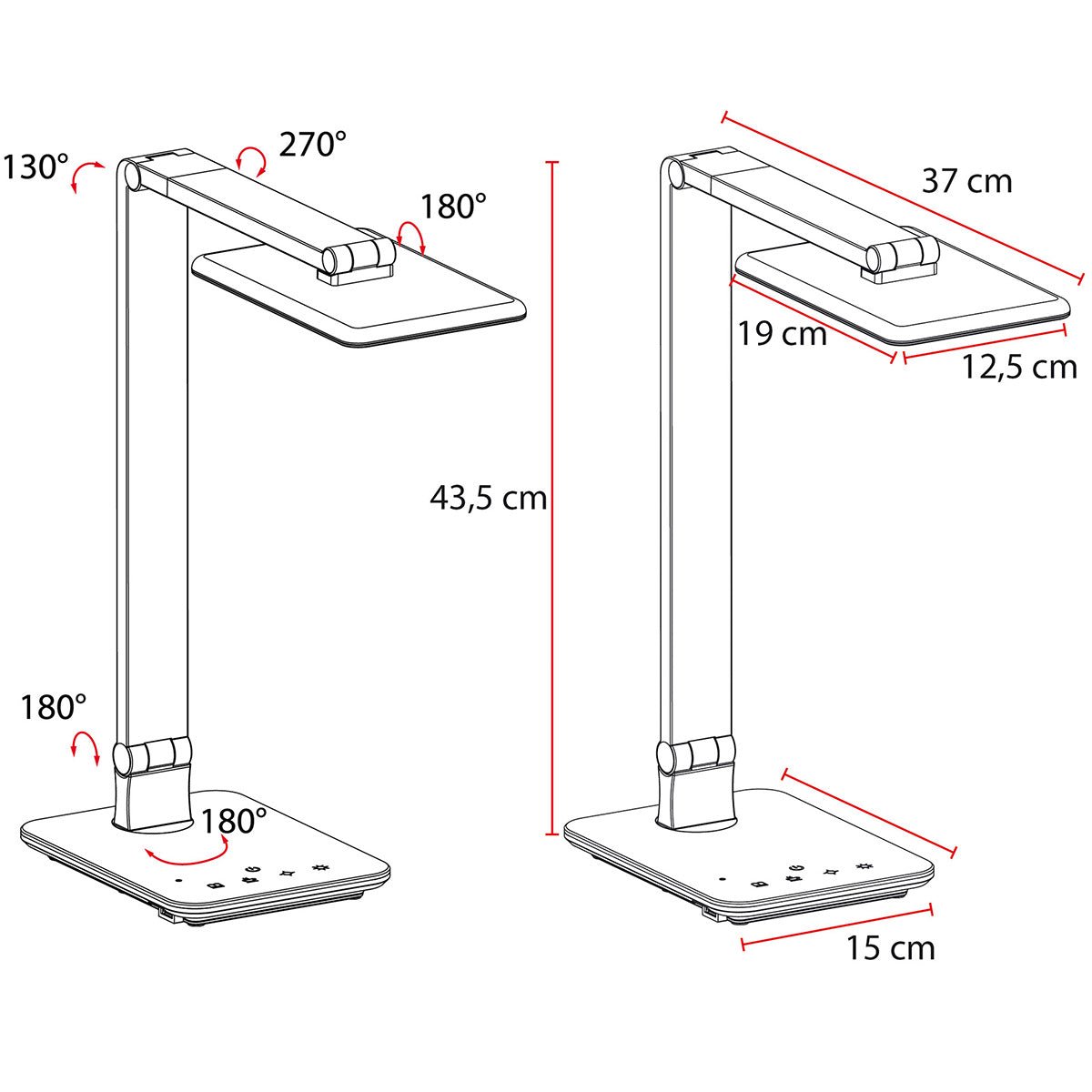 LTL00100 LED Schreibtischlampe mit USB und großer Leuchtfläche - FeinTech