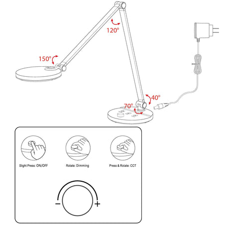 LTL0012x LED Schreibtischlampe mit Drehknopf - FeinTech