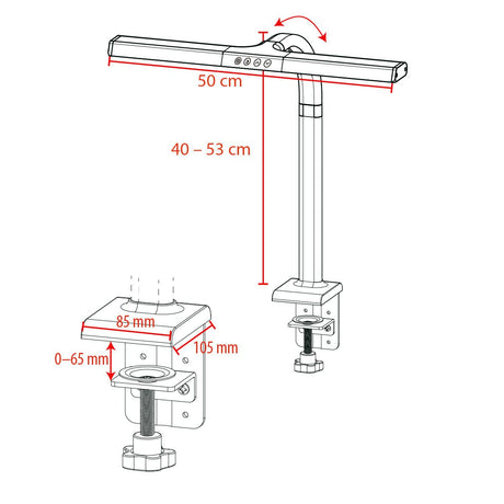 LTL00310E LED Schreibtischlampe mit Klemmfuß 50 cm weiß/silber - FeinTech