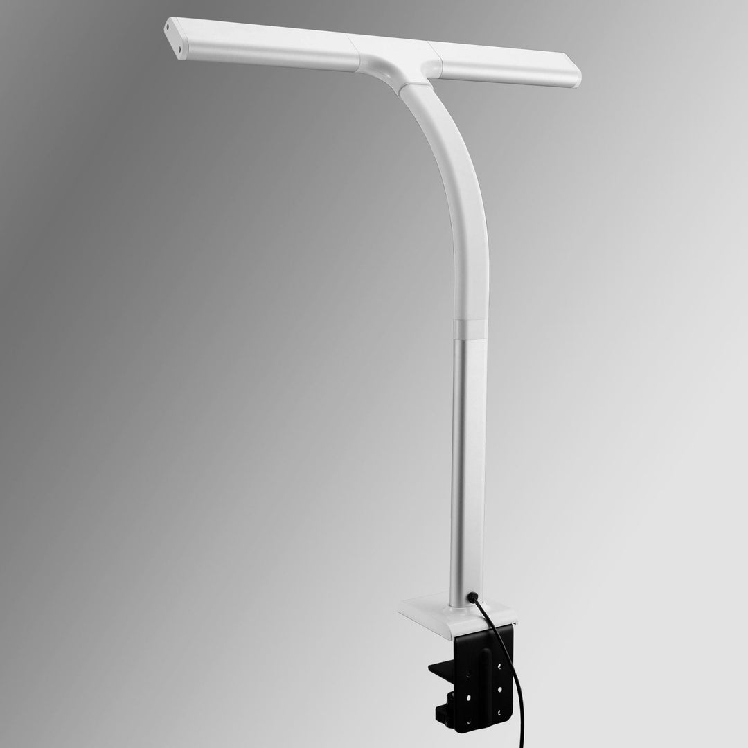 LTL00310 LED Schreibtischlampe mit Klemmfuß 50 cm weiß/silber - FeinTech