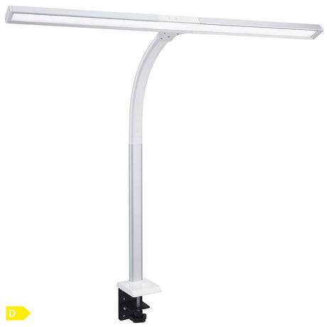 LTL00320E Große LED Schreibtischlampe mit Klemmfuß 80 cm weiß/silber - FeinTech