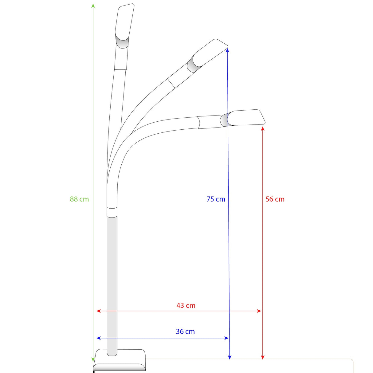 LTL00321E Große LED Schreibtischlampe mit Klemmfuß 80 cm schwarz - FeinTech