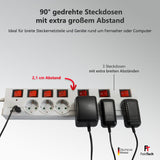 MD000652 6-Fach Steckdosenleiste einzeln schaltbar mit 2x USB - FeinTech