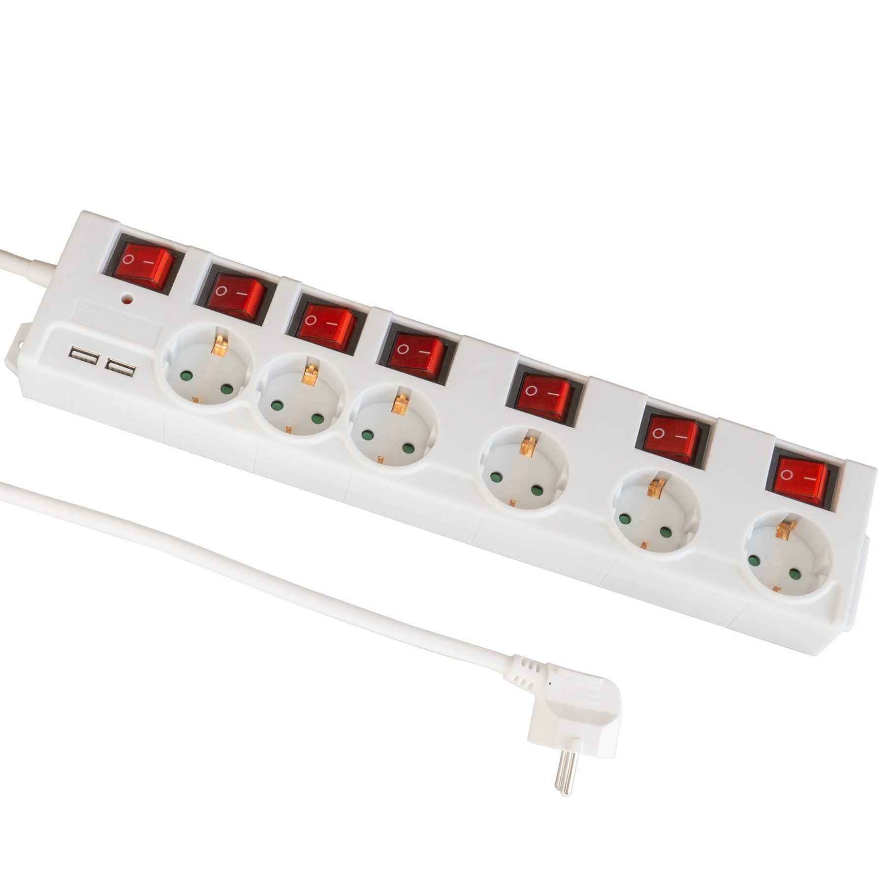 MD000652 6-socket power strip individually switchable with USB - FeinTech