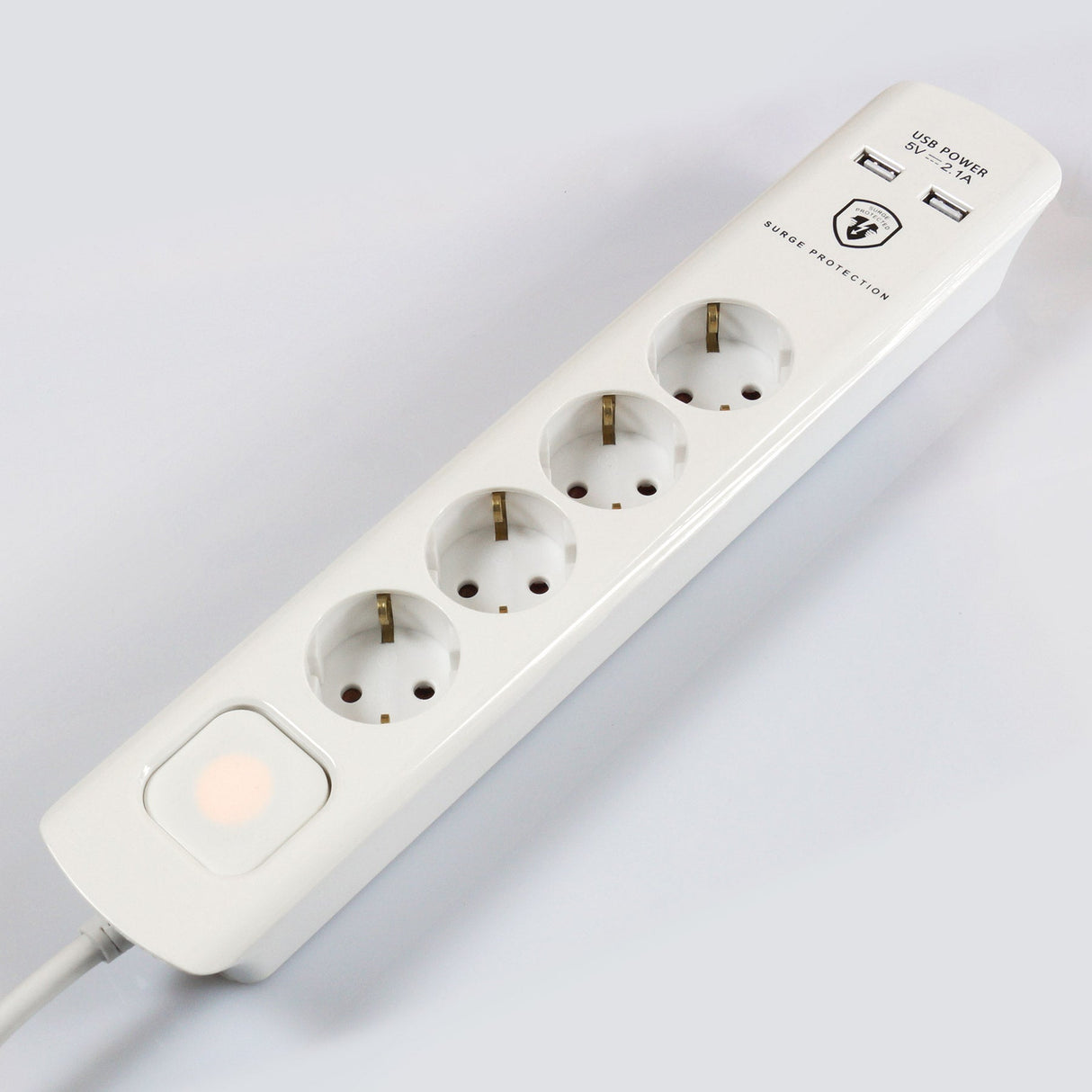 Mehrfach Steckdosenleiste mit Flachstecker und 2x USB - FeinTech