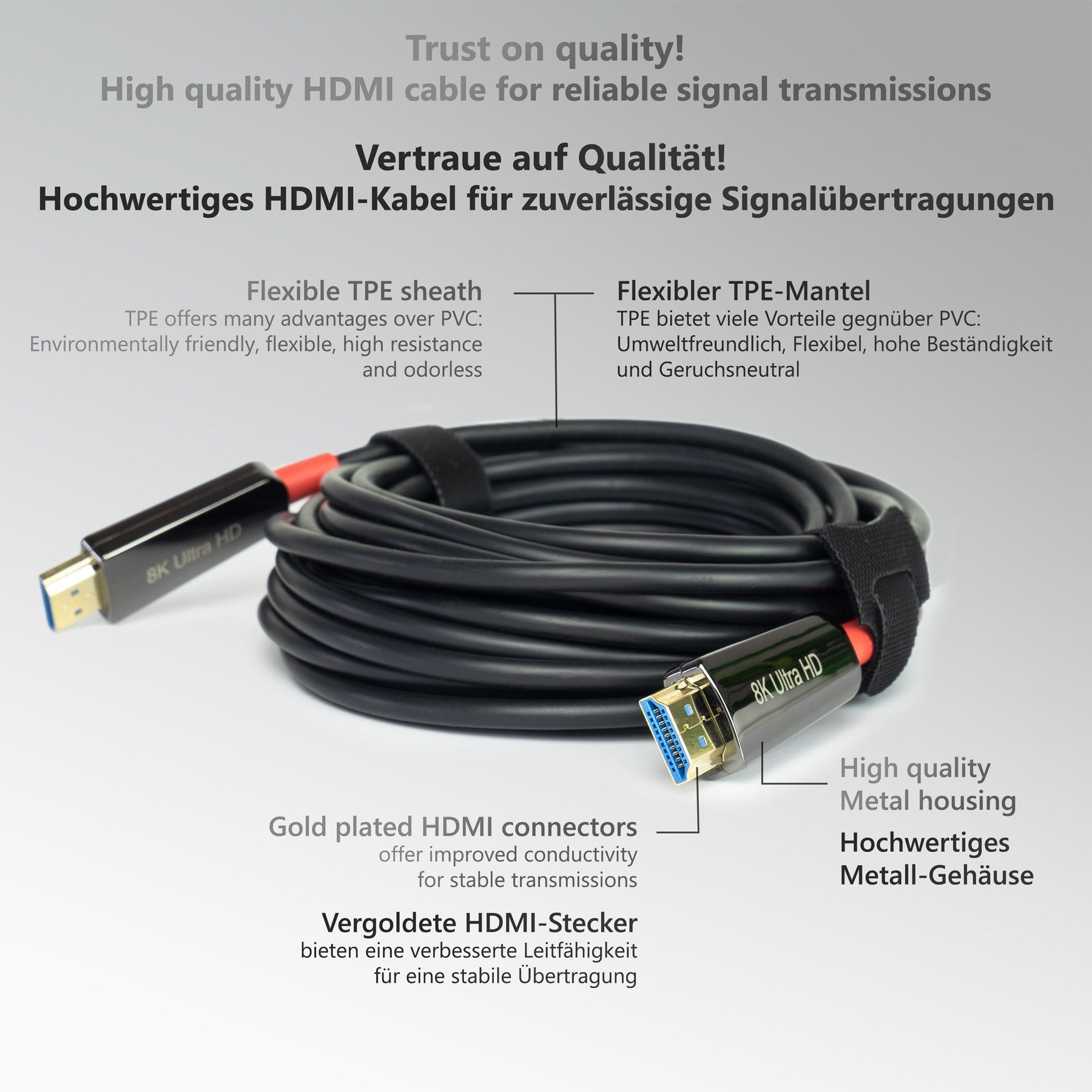 Hdmi Arc Und Optisches Kabel Gleichzeitig HDMI Glasfaserkabel 8K 60Hz / 4K 120Hz 48 Gbps - FeinTech