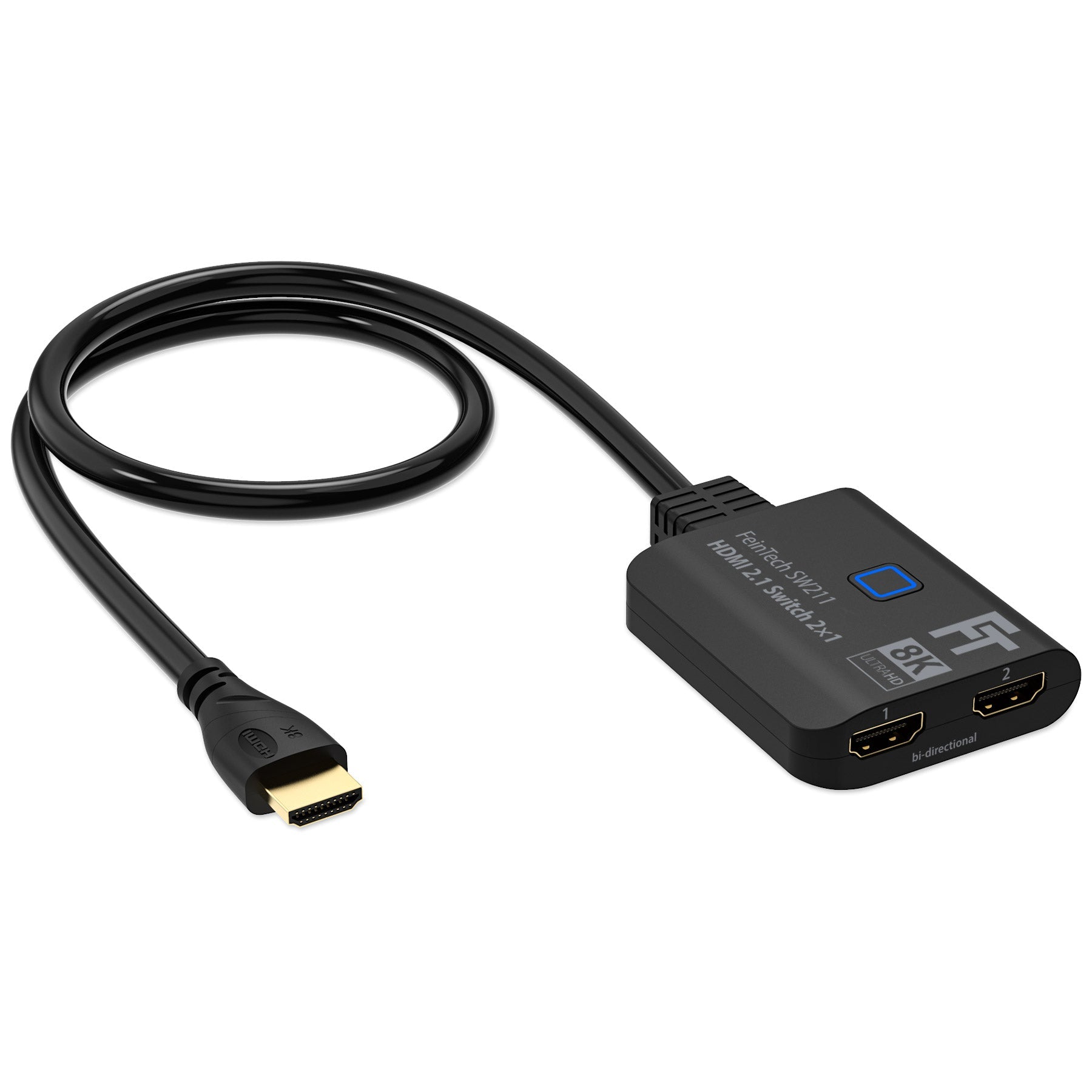 SW211 HDMI 2.1 Switch bi-direktional mit Kabel - FeinTech