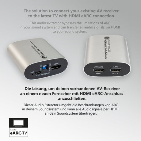 VAX01202 HDMI eARC Audio Extractor & Audio Splitter - FeinTech