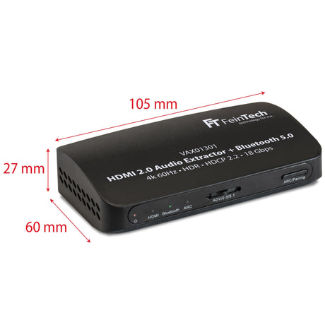 VAX01301 HDMI Audio Extractor mit Bluetooth Sender| 4K 60Hz | ARC - FeinTech