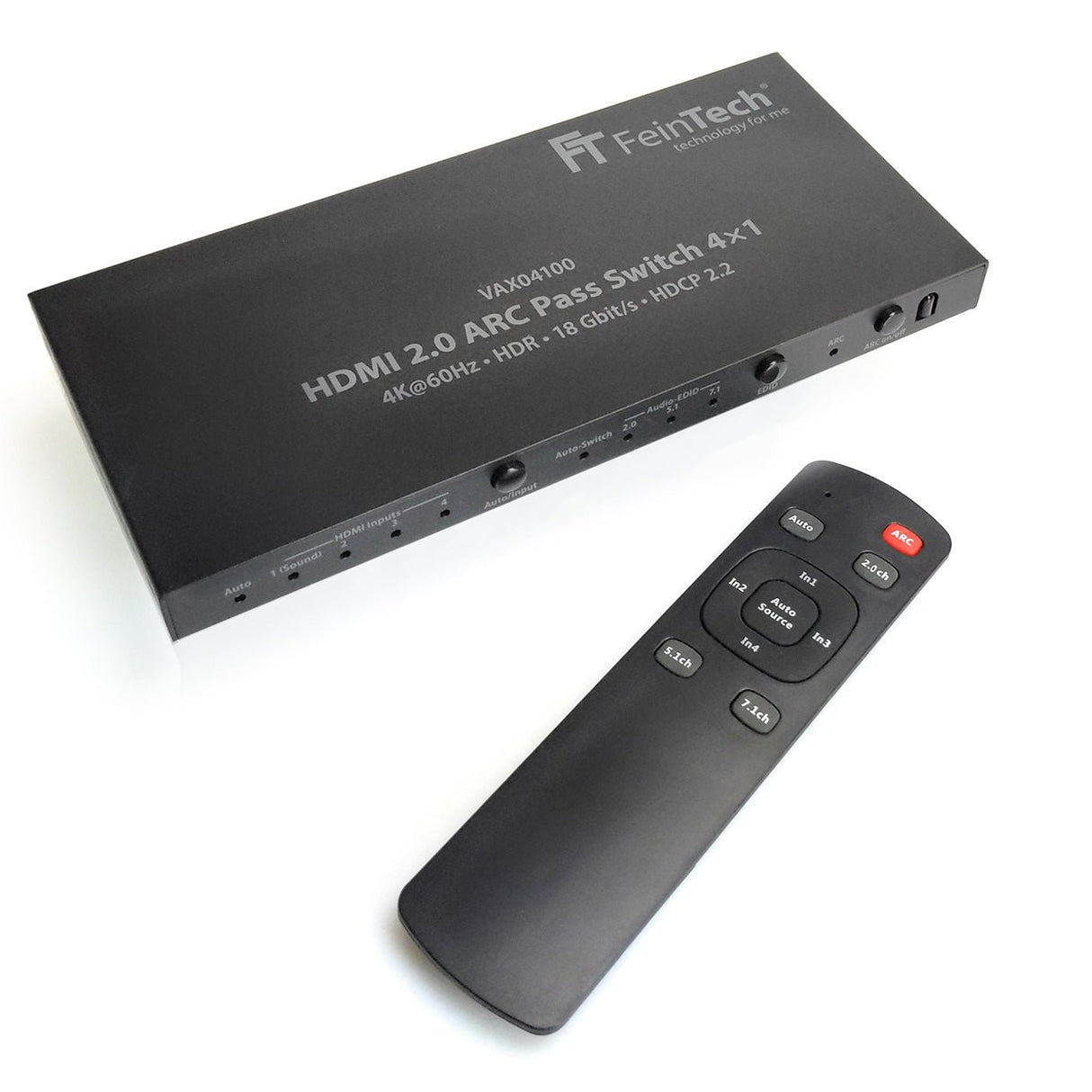 VAX04100 HDMI 2.0 ARC Pass Switch 4x1 für Soundbar - FeinTech