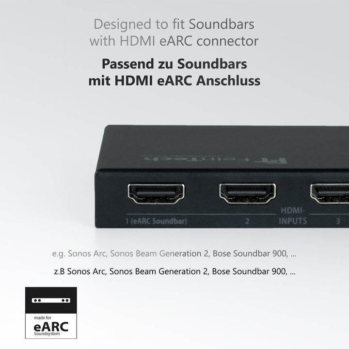 VAX04201 HDMI eARC Pass Matrix Switch 4x2 für Soundbar - FeinTech