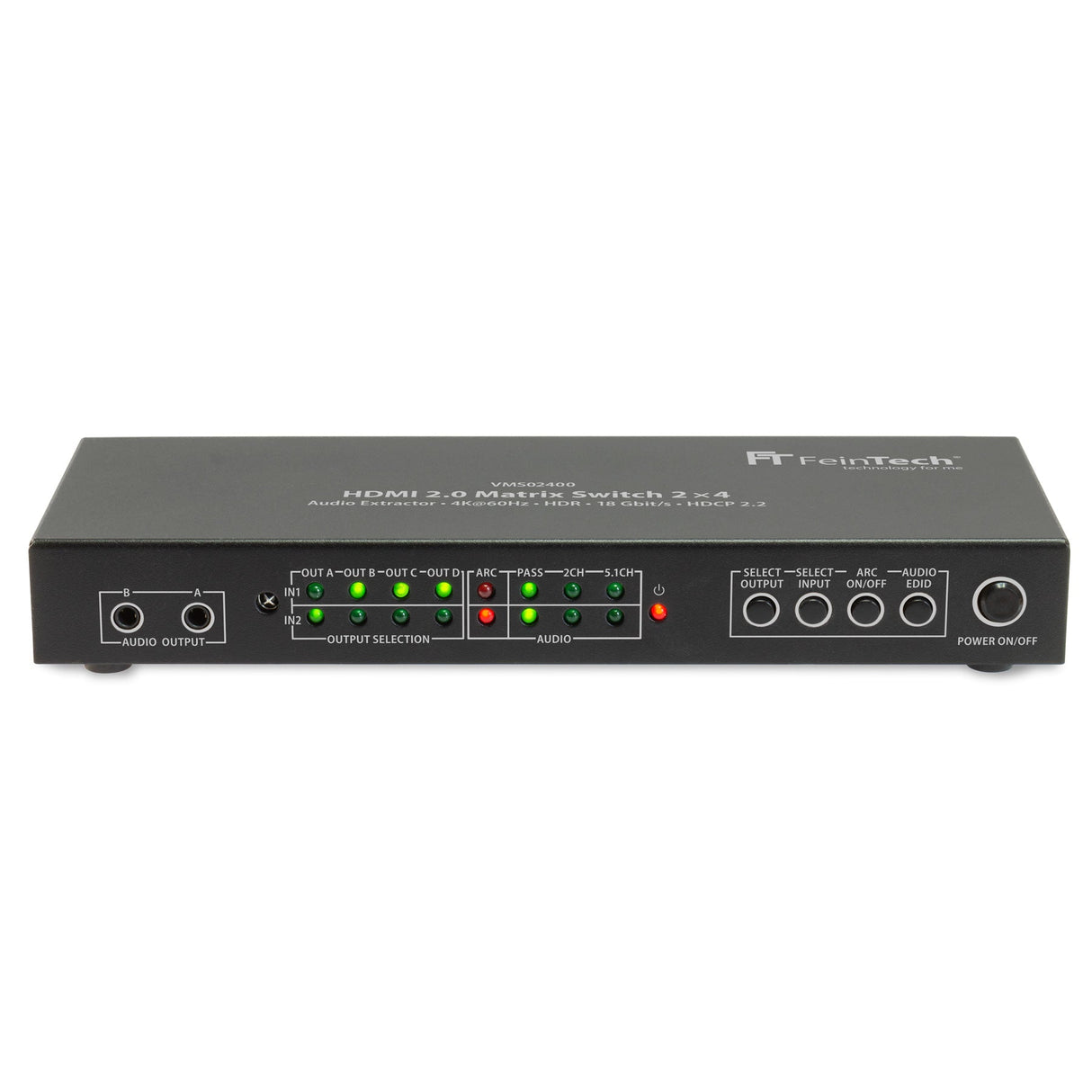 VMS02400 HDMI 2.0 Matrix Switch 2x4 mit Audio Extractor - FeinTech