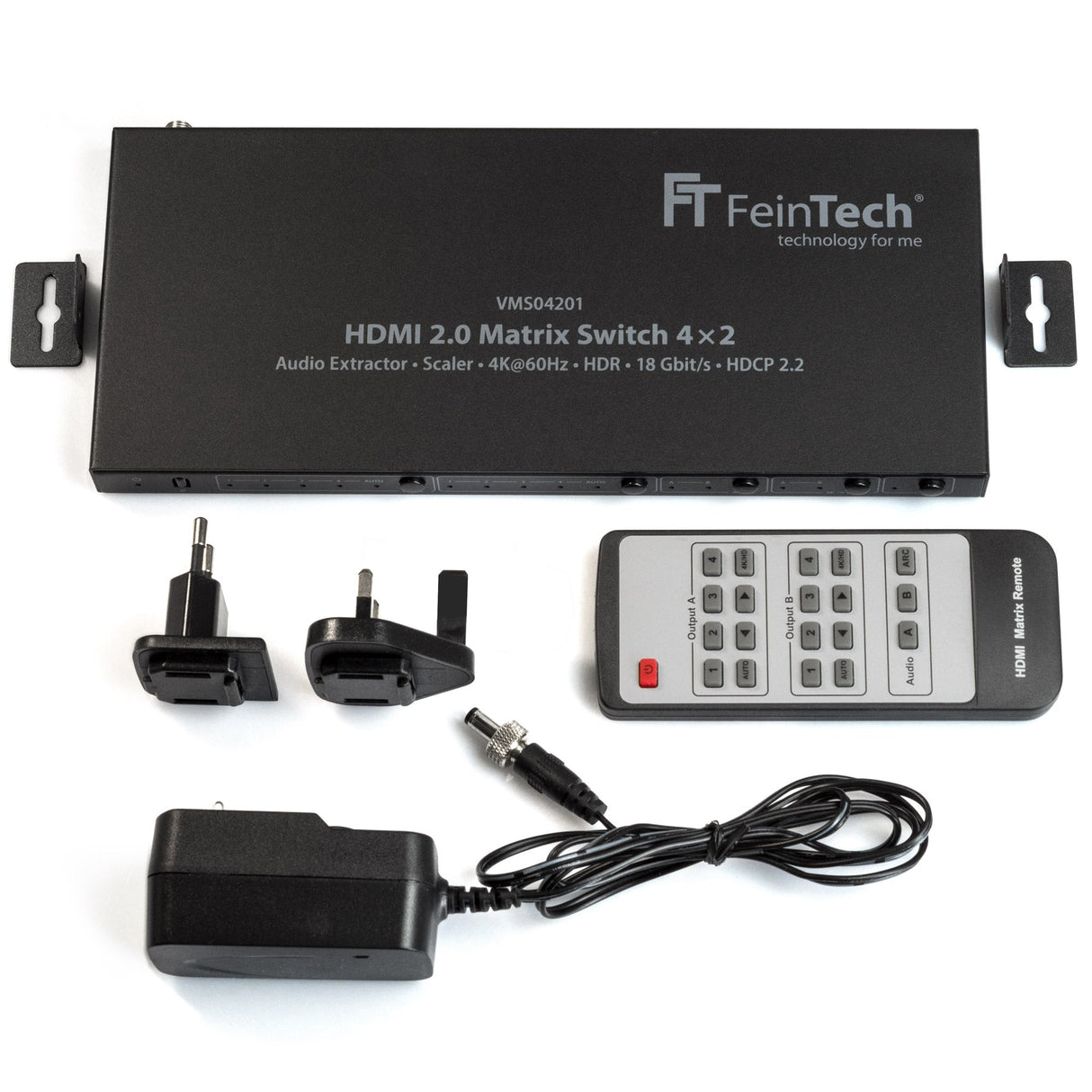 VMS04201 HDMI Matrix Switch 4x2 mit Audio Extractor + Scaler - FeinTech