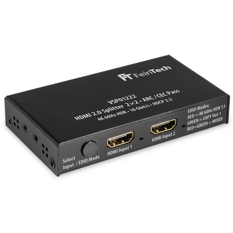 VSP01222 HDMI Splitter 2 In 2 Out | 4K 60Hz | Downscaler | mit ARC - FeinTech