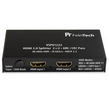 VSP01222 HDMI 2.0 Dual-Splitter 1x2 mit ARC Pass & Scaler - FeinTech
