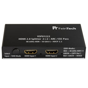 VSP01222 HDMI Splitter 2 In 2 Out | 4K 60Hz | Downscaler | mit ARC - FeinTech
