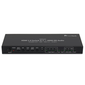 VSW04202 HDMI Switch 4 In 1 Out | 4K 60Hz | HDMI HD-Audio Extractor | Auto-Switching - FeinTech