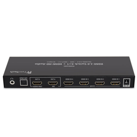 VSW04202 HDMI Switch 4 In 1 Out | 4K 60Hz | HDMI HD-Audio Extractor | Auto-Switching - FeinTech